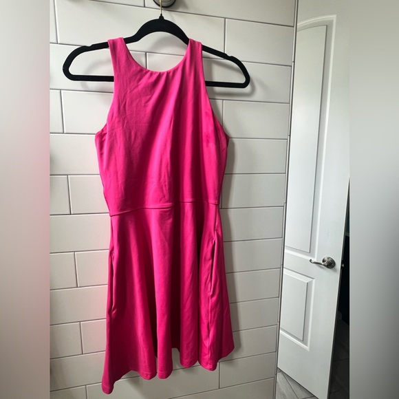Athleta Dresses & Skirts - High-neck racerback Athleta dress with pockets! Super cute! PINK Size M